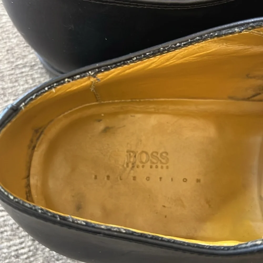 Boss Hugo Boss Mens Lace Up Wing Tip Oxford Black‎ Leather Shoes 9